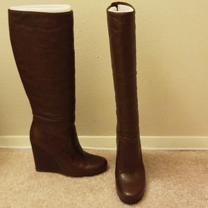 Dolce Vita Torino Brown Leather Wedge Boot
